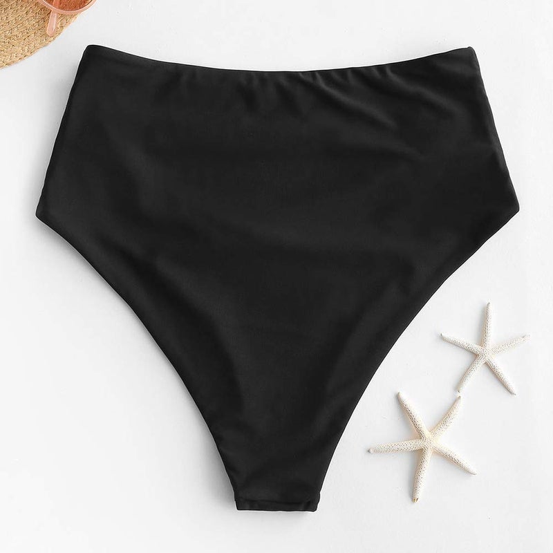 ZAFUL Women High Waisted Bikini Bottoms Ruched Swimsuit Bottom Tummy Control Bathing Suit Bottoms Black XL - Image 4
